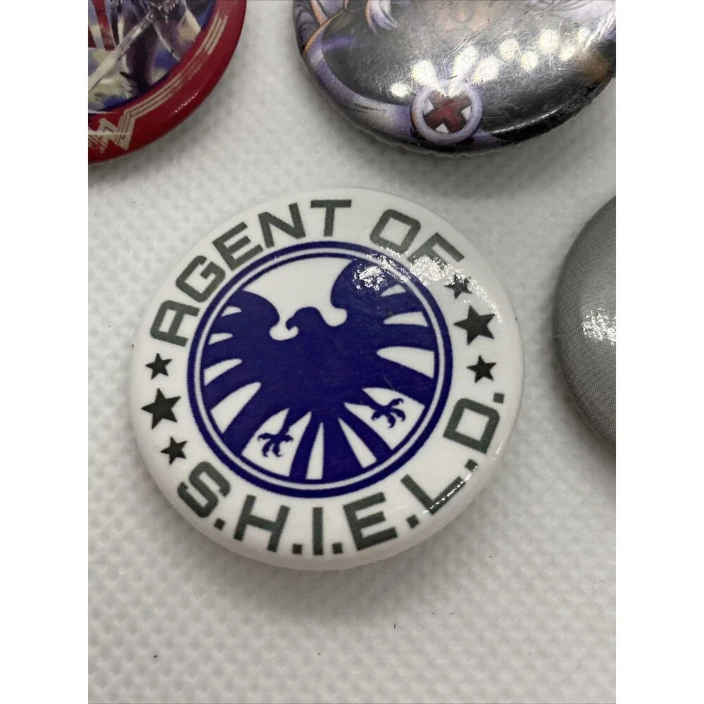 Lot of 7 Buttons Pins Voltron Agent Shield Wonder Woman X-Men Star Wars